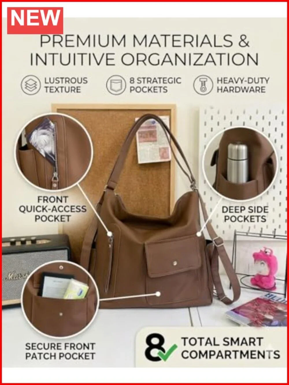 3-in-1 Convertible Backpack Hobo Shoulder Bag Waterproof PU-Coated Nylon Fits